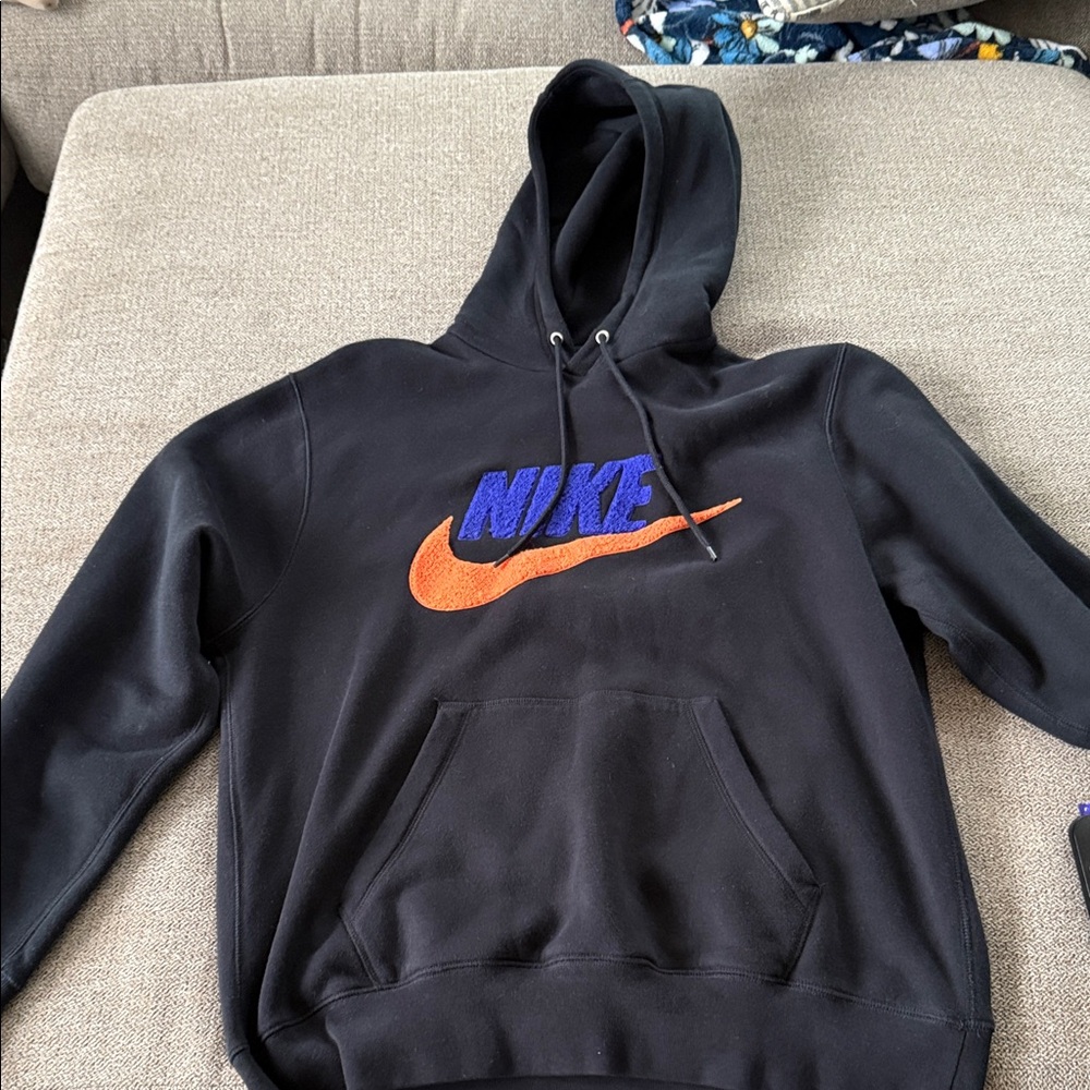 Nike Black Hoodie with Orange and Blue Accents